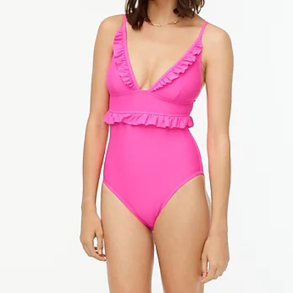 J. Crew Black Ruffle deep-V one-piece swimsuit - Picture 4 of 10